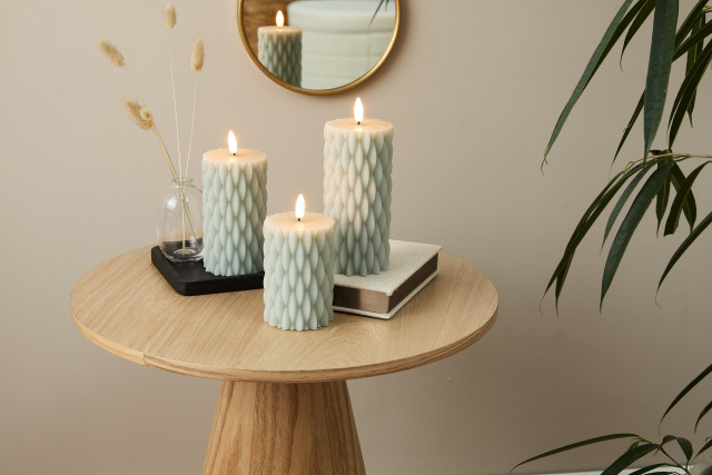 lifa living LED kaars set/3 met wax incl. ab kabel lichtgrijs
