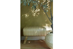 Light & Living Bank 90x31x46 Cm RAMY Leer Zand+hout Naturel