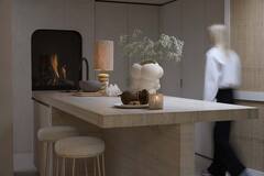 Light & Living Barkruk Ø41x73 Cm ALICE Bouclé Crème+crème