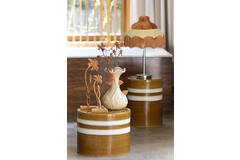 light & living Bijzettafel Ø33x44 cm MOOCA keramiek cognac-wit