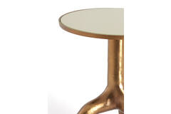 Light & Living Bijzettafel Ø40 5x53 Cm MELLO Glans Bruin Brons+glas Taupe