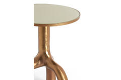 Light & Living Bijzettafel Ø40 5x53 Cm MELLO Glans Bruin Brons+glas Taupe