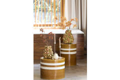 Light & Living Bijzettafel Ø42x34 Cm MOOCA Keramiek Cognac-wit