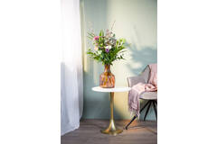 Light & Living Bijzettafel Ø48x53 Cm RICKERD Wit Marmer+antiek Brons