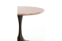 Light & Living Bijzettafel Ø59x44 Cm DOLIN Rood Travertin+donker Bruin
