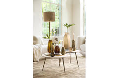 Light & Living Bijzettafel Ø67x37 Cm ZECA Taupe Marmer+antiek Brons