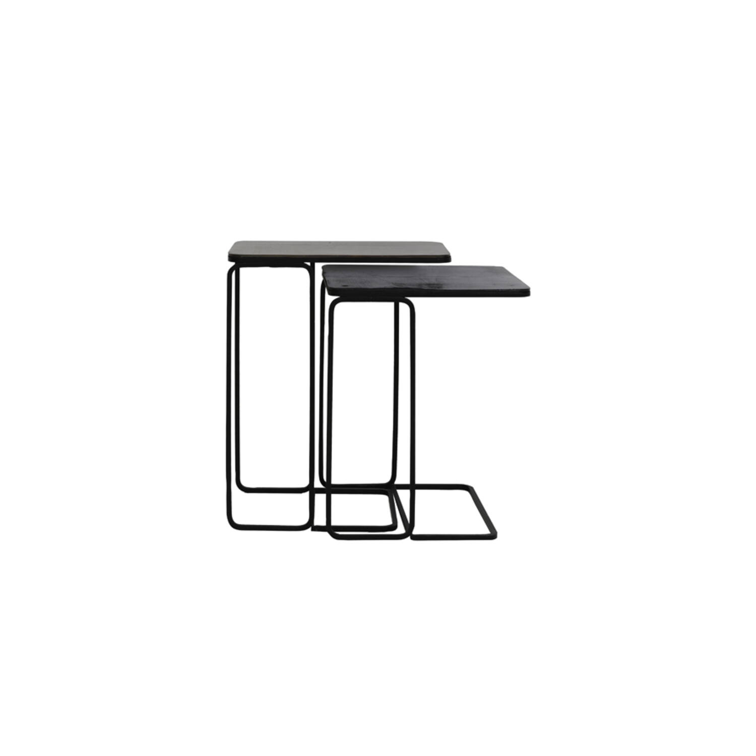 light & living Bijzettafel S/2 40x40x51+46x31x57 cm LAJA antiek koper+brons