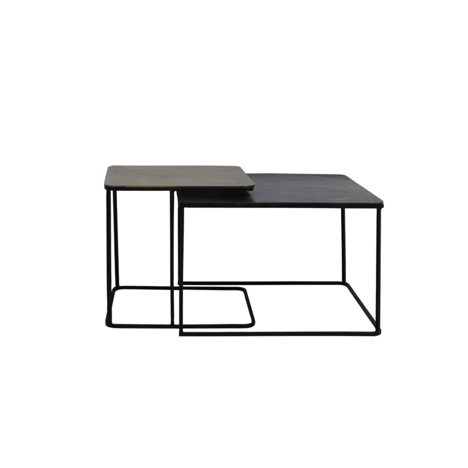 light & living Bijzettafel S/2 46x46x45+62x62x41 cm LEBU antiek koper+brons