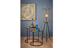 Light & Living Bijzettafel S/2 Max Ø50x52 Cm KOME Ant.brons Gehamrd-m.zwart