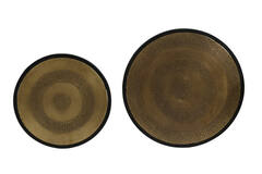 Light & Living Bijzettafel S/2 Max Ø50x52 Cm KOME Ant.brons Gehamrd-m.zwart