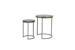 Light & Living Bijzettafel S/2 Ø28x42+Ø41x50 Cm AXAT Agaat Bruin+zwart