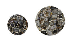 Light & Living Bijzettafel S/2 Ø28x42+Ø41x50 Cm AXAT Agaat Bruin+zwart