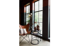 Light & Living Bijzettafel S/2 Ø40x45+Ø50x52 Cm DOBA Hout Antiek-mat Zwart