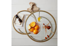 Light & Living Bijzettafel S/2 Ø40x45+Ø50x52 Cm DUARTE Glas-goud