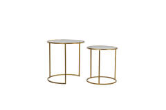 Light & Living Bijzettafel S/2 Ø40x45+Ø50x52 Cm DUARTE Smoke Glas-goud