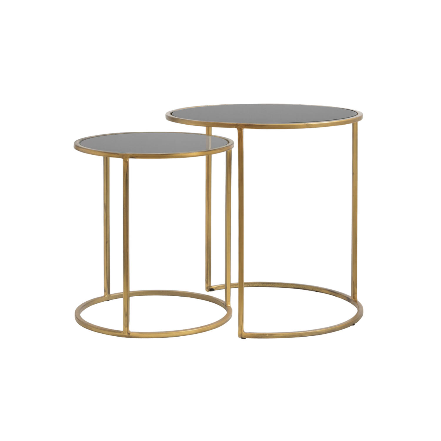 light & living Bijzettafel S/2 Ø40x45+Ø50x52 cm DUARTE smoke glas-goud light & living Bijzettafel S/2 Ø40x45+Ø50x52 cm DUARTE smoke glas-goud