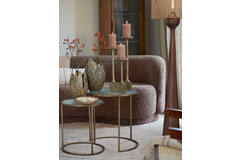 Light & Living Bijzettafel S/2 Ø40x45+Ø50x52 Cm FERATI Glas Helder+goud