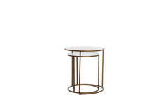 Light & Living Bijzettafel S/2 Ø40x45+Ø50x52 Cm FERATI Glas Helder+goud