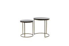 Light & Living Bijzettafel S/2 Ø40x45+Ø50x52 Cm SOBRINA Zw. Agaat+ant. Br