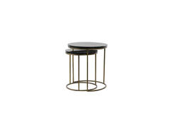 Light & Living Bijzettafel S/2 Ø40x45+Ø50x52 Cm SOBRINA Zw. Agaat+ant. Br