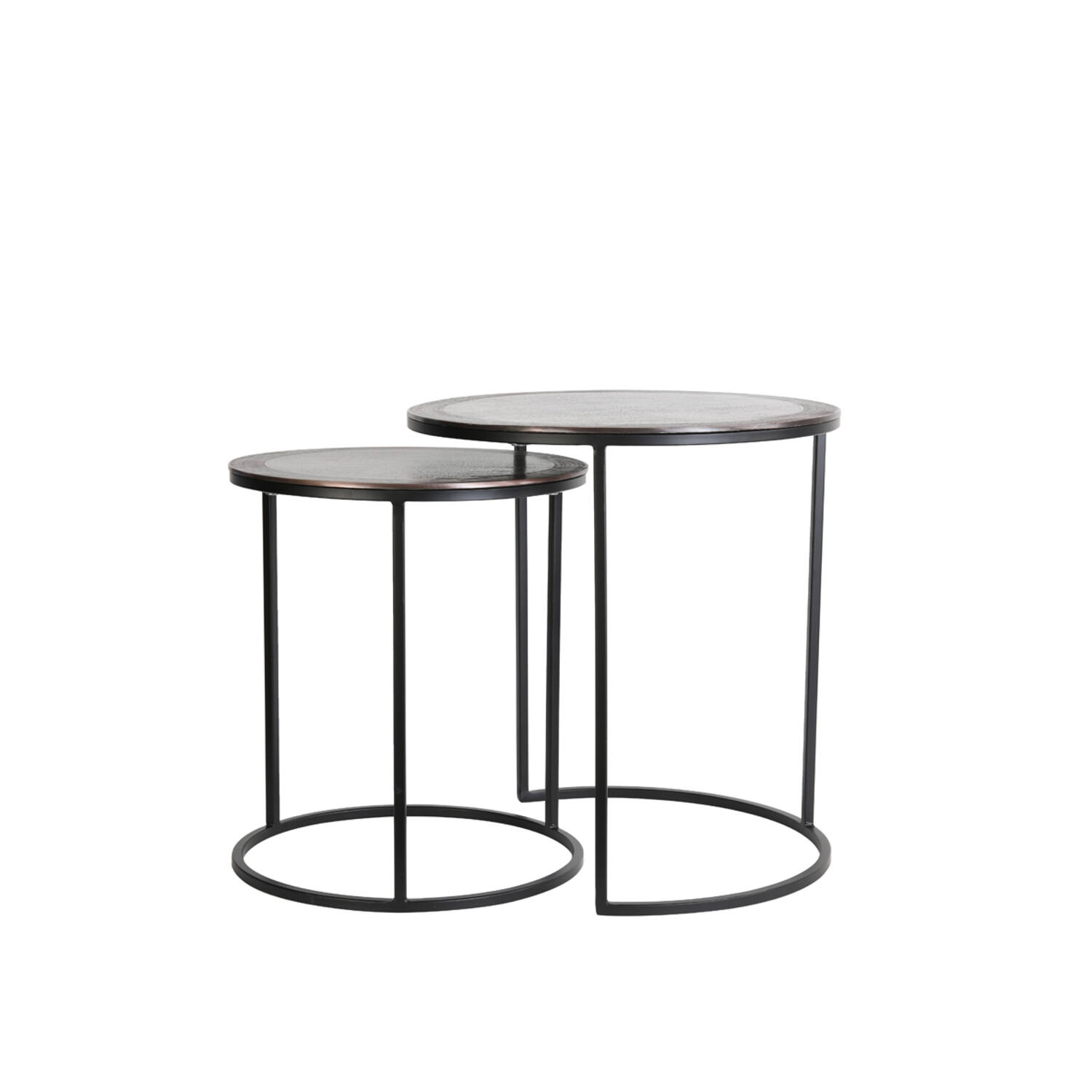 light & living Bijzettafel S/2 Ø40x45+Ø50x52 cm TALCA ant koper+zwart