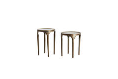 Light & Living Bijzettafel S/2 Ø40x46+Ø36x52 Cm LAPAZ Antiek Brons+taupe