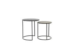 Light & Living Bijzettafel S/2 Ø41x46+Ø49x52 Cm RENGO Relief Zwart+ant Bron