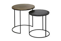 Light & Living Bijzettafel S/2 Ø41x46+Ø49x52 Cm TALCA Ant Koper+brns Edge