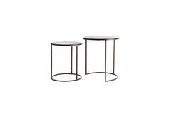 Light & Living Bijzettafel S/2 Ø41x46+Ø49x52 Cm TALCA Donker Bruin