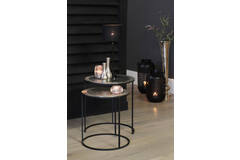 Light & Living Bijzettafel S/2 Ø41x46+Ø49x52 Cm TALCA Ruw Nikkel