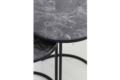 Light & Living Bijzettafel S/2 Ø41x48+Ø49x53 5 Cm ALFIO Bruin Marmer+zwart