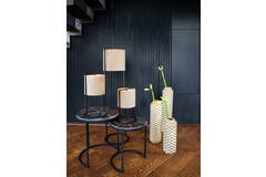 Light & Living Bijzettafel S/2 Ø41x48+Ø49x53 5 Cm ALFIO Bruin Marmer+zwart