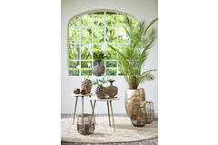 Light & Living Bijzettafel S/2 Ø41x49+Ø48x53 Cm ZECA Taupe Marmer+antiek Br