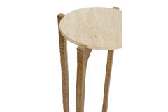 Light & Living Bijzettafel S/2 Ø41x54+Ø45x64 Cm KANAE Travert Zand+ant Brns