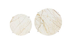 Light & Living Bijzettafel S/2 Ø42x45+Ø52x50 Cm BESOT Marmer Bruin-goud