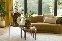 Light & Living Bijzettafel S/2 Ø49 5x36+Ø85x45 Cm LAPAZ Antiek Brons+taupe