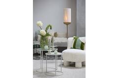 Light & Living Bijzettafel S/2 Ø50x40+Ø52x45 Cm TALCA Helder Rib Glas+crème