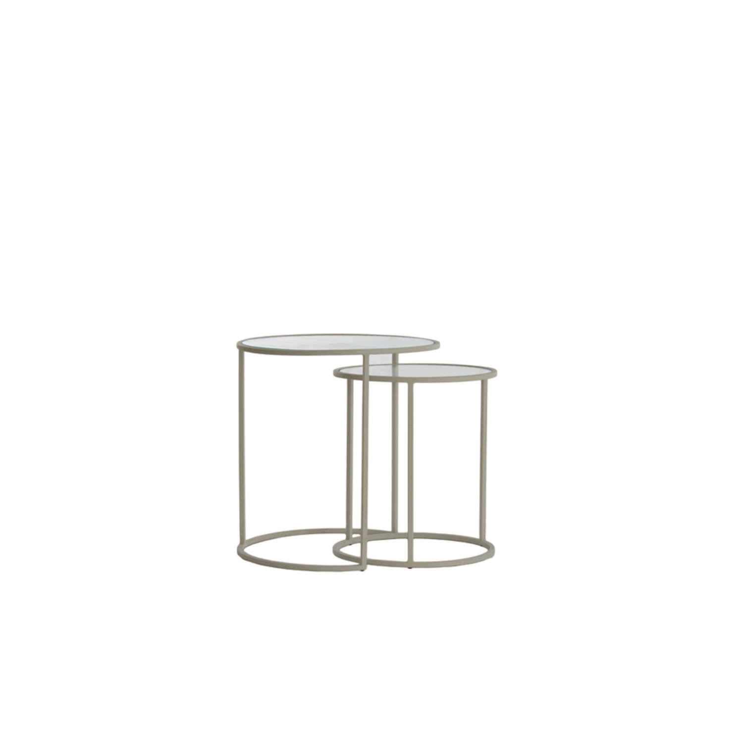 light & living Bijzettafel S/2 Ø50x40+Ø52x45 cm TALCA helder rib glas+crème