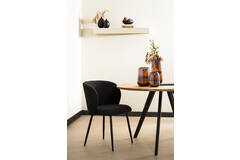 Light & Living Eetkamerstoel 56x55x79 Cm ELYNA Bouclé Zwart-mat Zwart