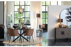 Light & Living Eetkamerstoel 56x55x79 Cm ELYNA Velvet Bruin-mat Zwart