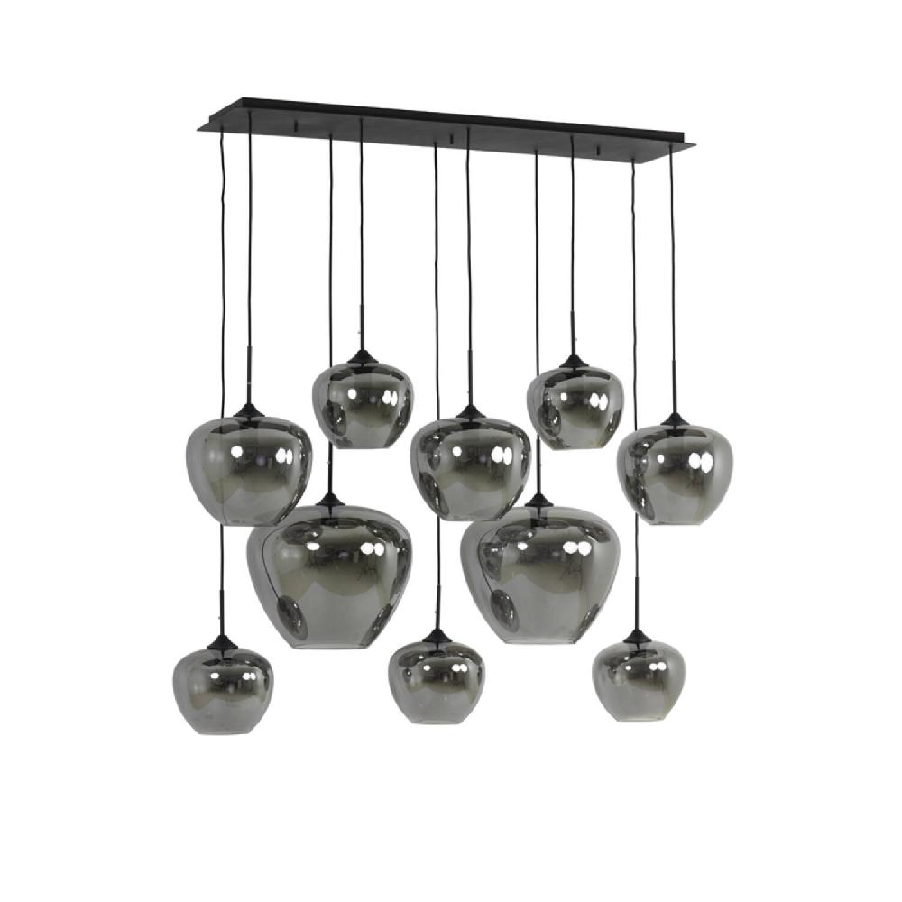 light & living Hanglamp 10L 120x60x110 cm MAYSON smoke glas-mat zwart