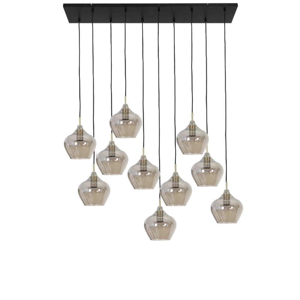 light & living Hanglamp 10L 124x35x60 cm RAKEL antiek brons+smoke