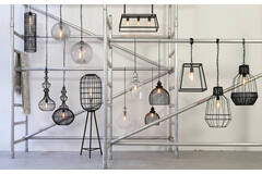 Light & Living Hanglamp 35x35x34 5 Cm SAUNTE Zwart+glas