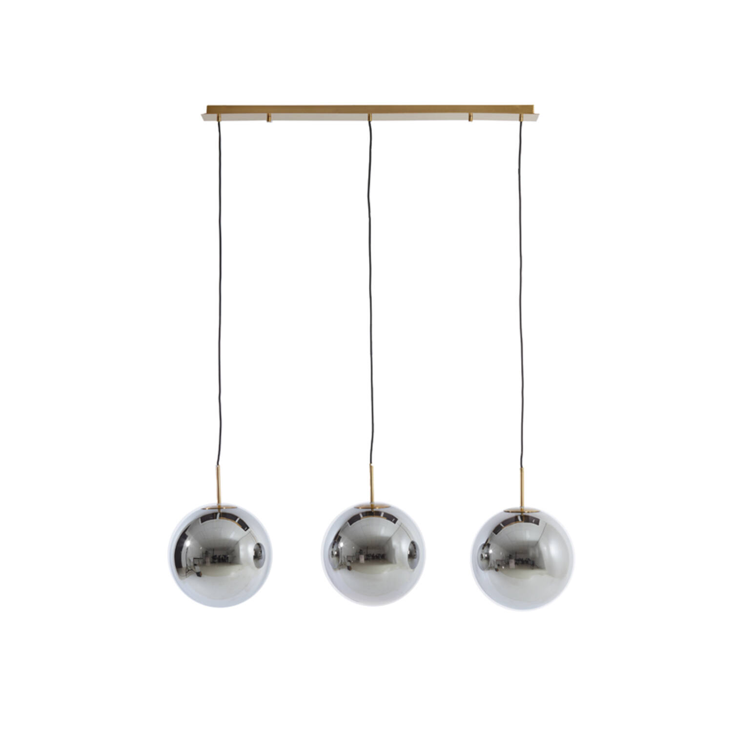 light & living Hanglamp 3L 120x30x30 cm MEDINA glas smoke+goud