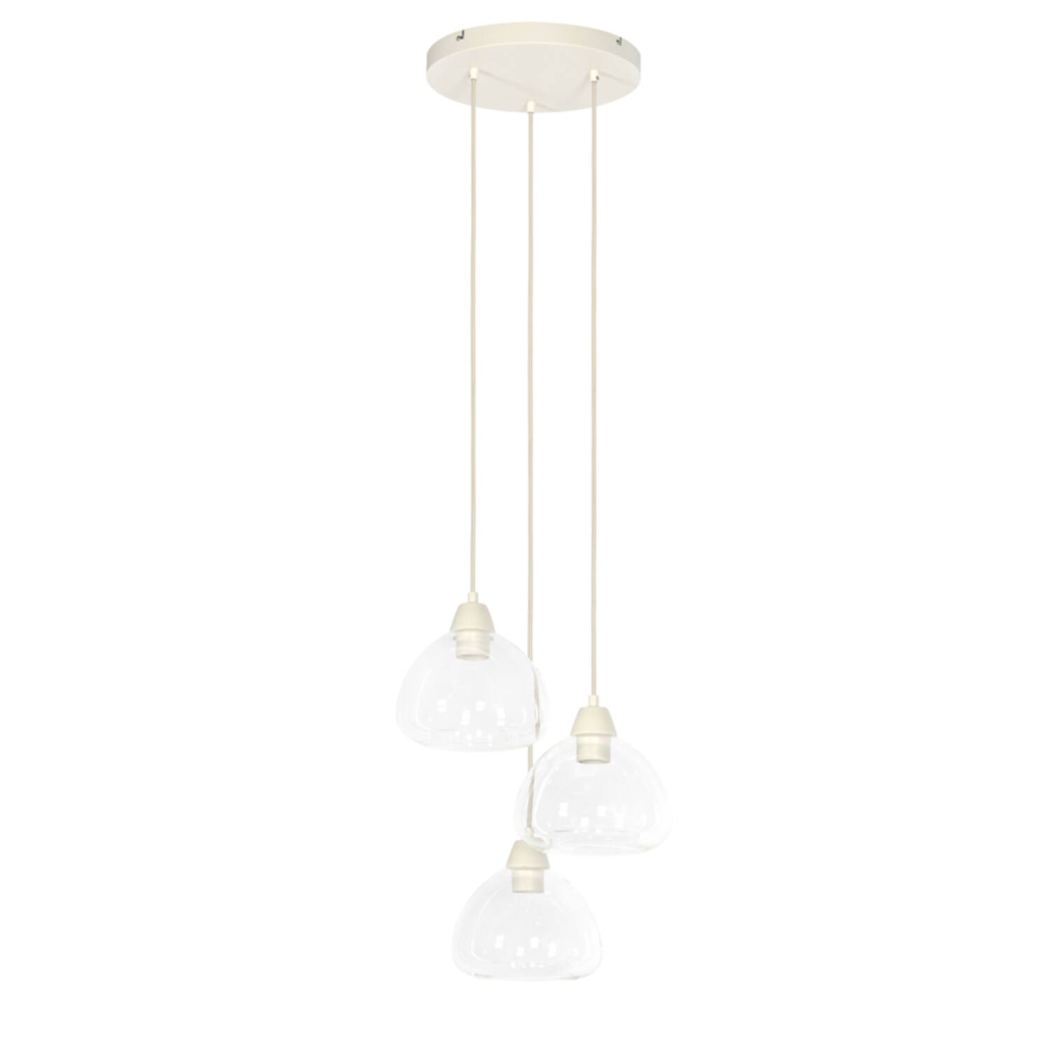 light & living Hanglamp 3L Ø30x14 cm BISHO glas helder+crème