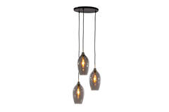 Light & Living Hanglamp 3L Ø35x32 Cm LUKARO Antiek Brons+glas Smoke