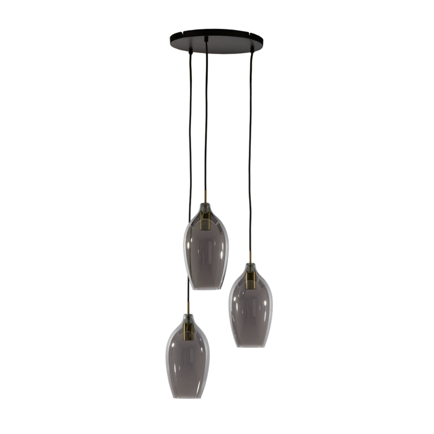 light & living Hanglamp 3L Ø35x32 cm LUKARO antiek brons+glas smoke