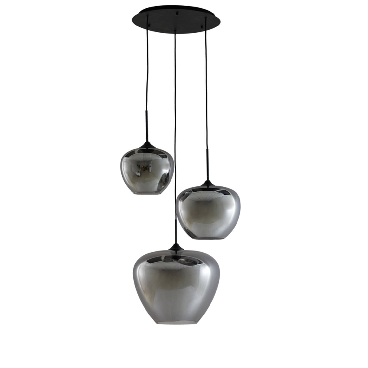 light & living Hanglamp 3L Ø40x160 cm MAYSON smoke glas-mat zwart