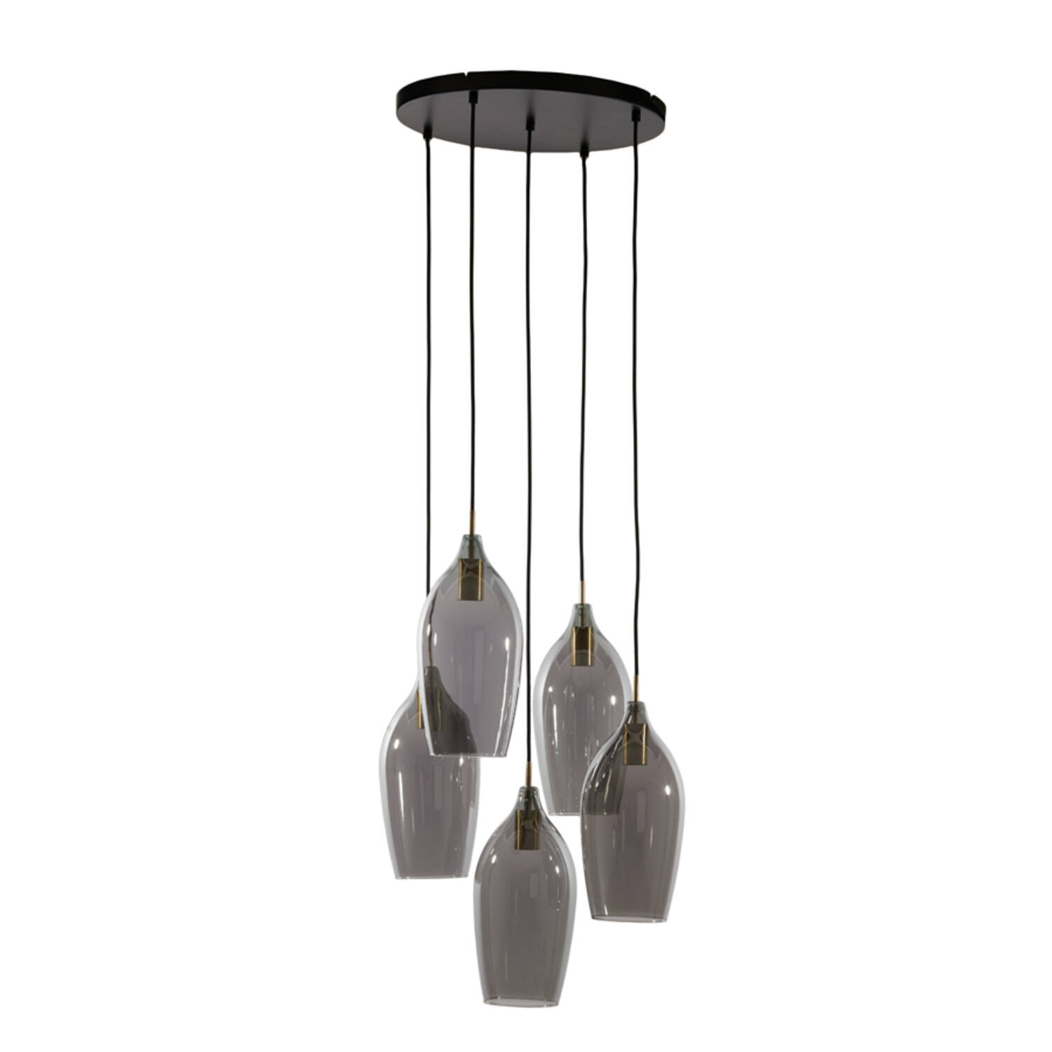 light & living Hanglamp 5L Ø45x36 cm LUKARO antiek brons+glas smoke