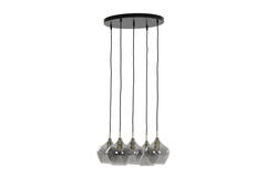 Light & Living Hanglamp 5L Ø61x66 Cm RAKEL Antiek Brons+smoke
